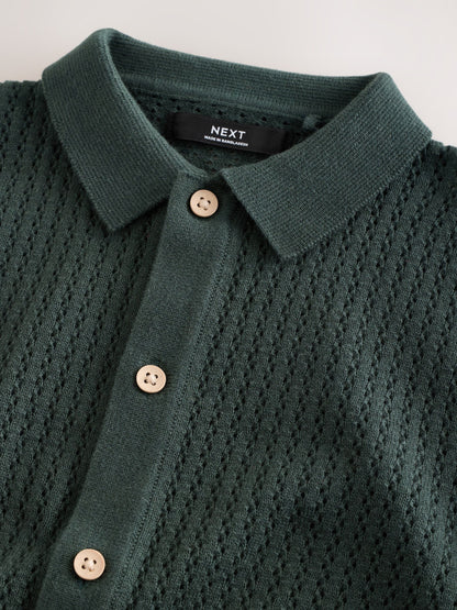 Dsiney Kidz - Forest Green Knitted Button Through Polo Shirt (3-16yrs) image 5