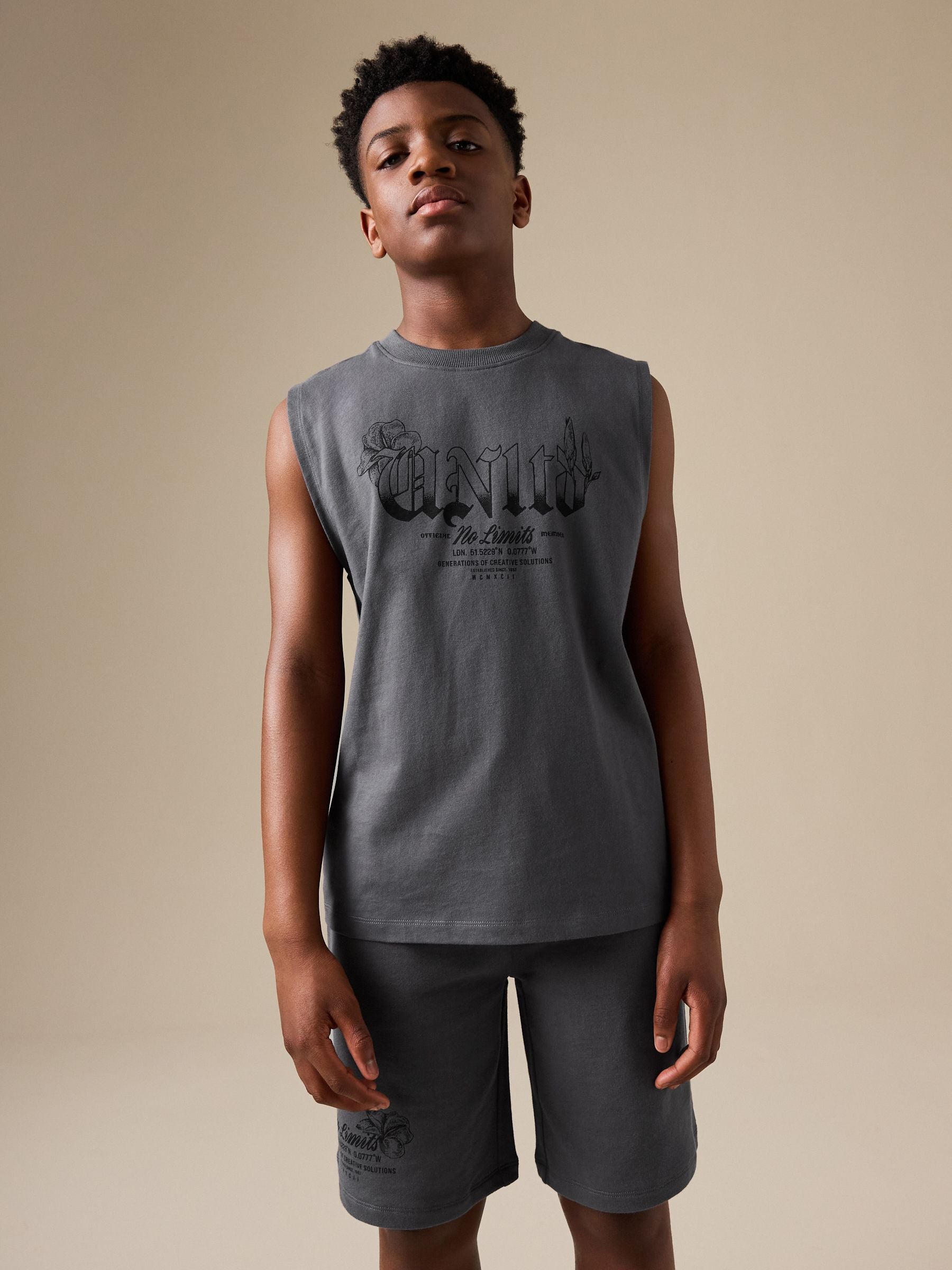 Dsiney Kidz - Charcoal Grey Tank Vest and Shorts Set (3-16yrs) image 1