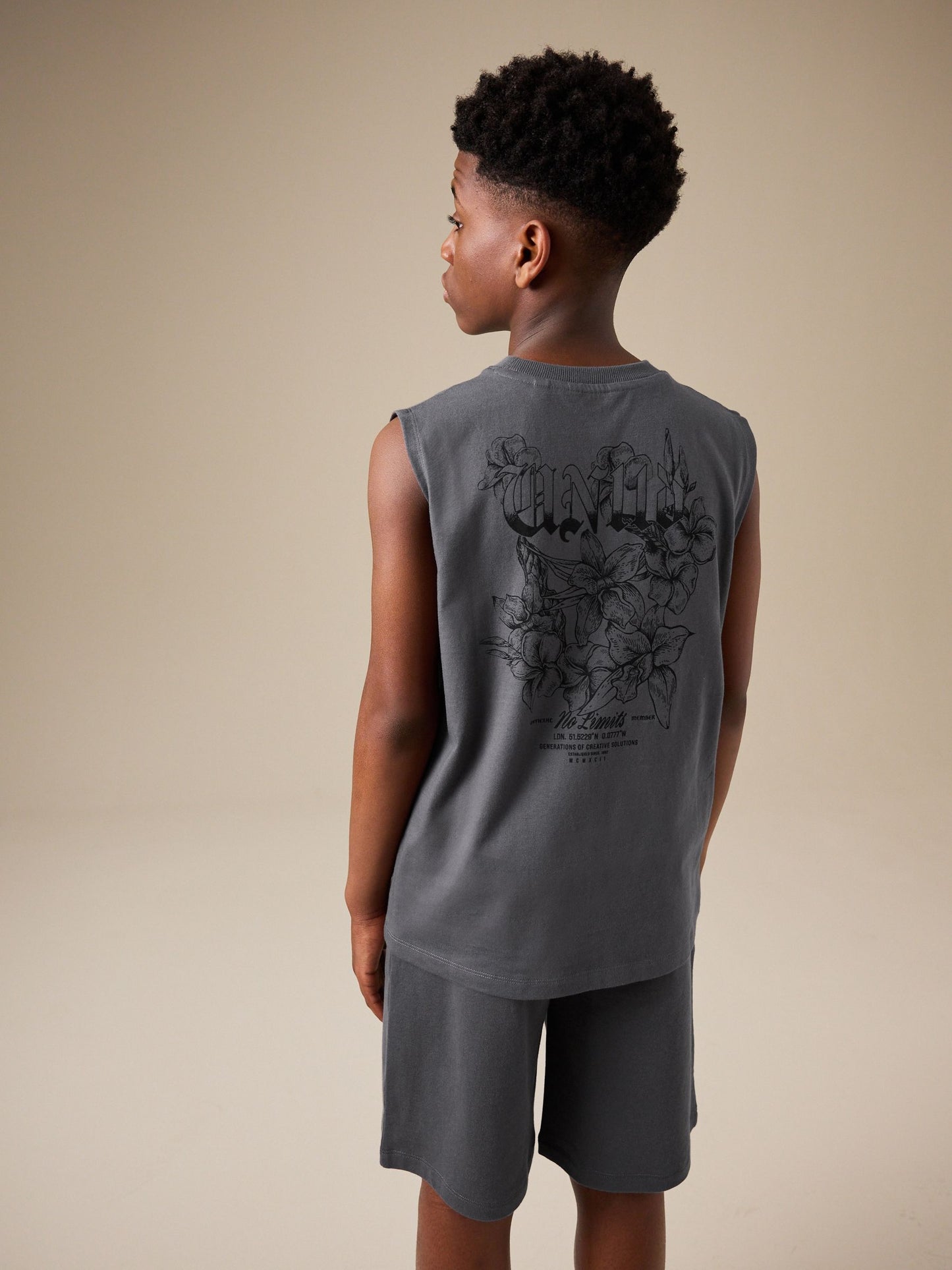 Dsiney Kidz - Charcoal Grey Tank Vest and Shorts Set (3-16yrs) image 3