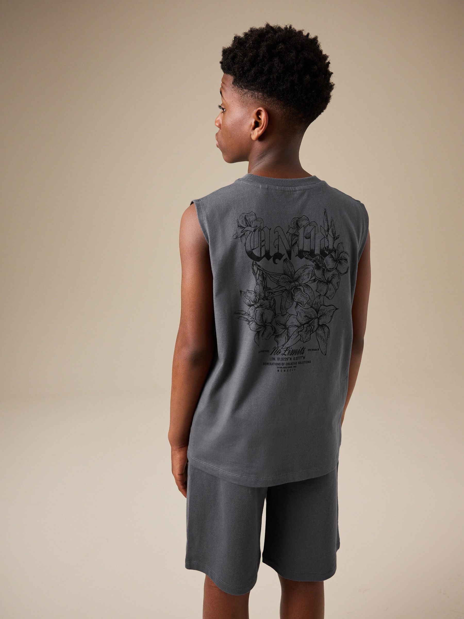 Dsiney Kidz - Charcoal Grey Tank Vest and Shorts Set (3-16yrs) image 3