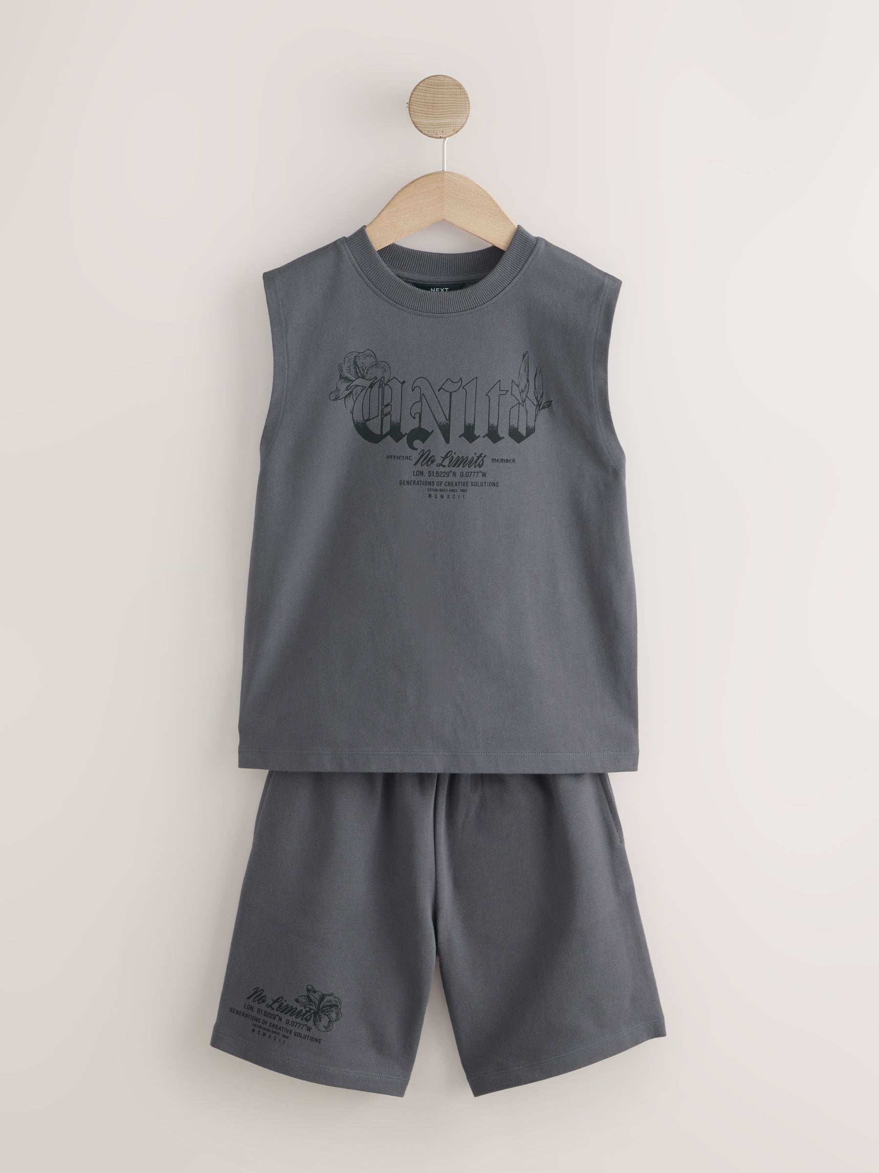 Dsiney Kidz - Charcoal Grey Tank Vest and Shorts Set (3-16yrs) image 5