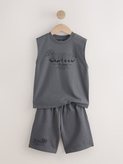 Dsiney Kidz - Charcoal Grey Tank Vest and Shorts Set (3-16yrs) image 6