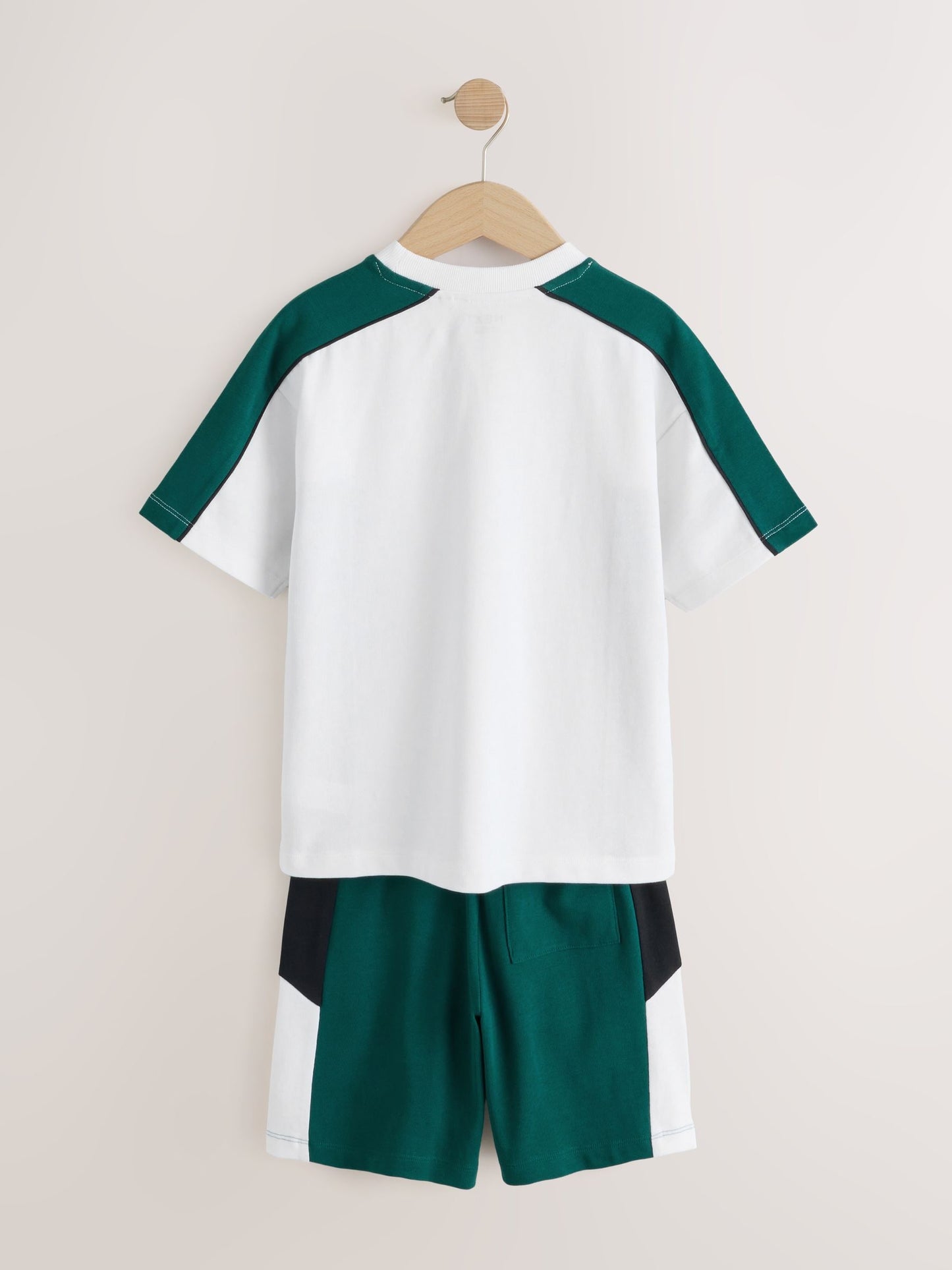 Dsiney Kidz - Green/White/Navy Colourblock Short Sleeve T-Shirt and Shorts Set (3-16yrs) image 8