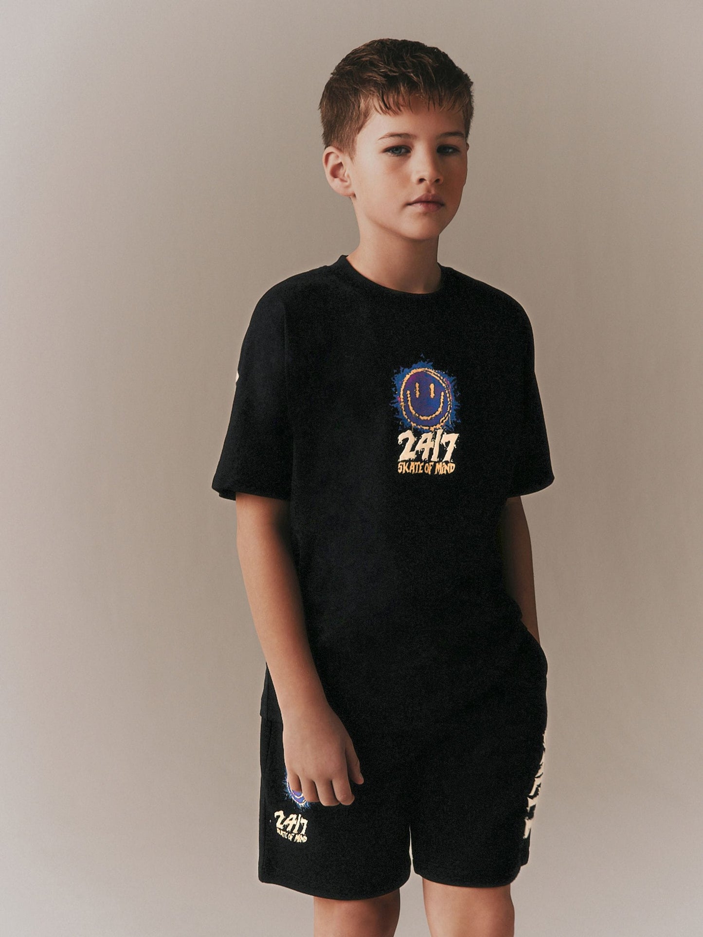 Dsiney Kidz - Black Short Sleeve T-Shirt and Shorts Set (3-16yrs) image 1