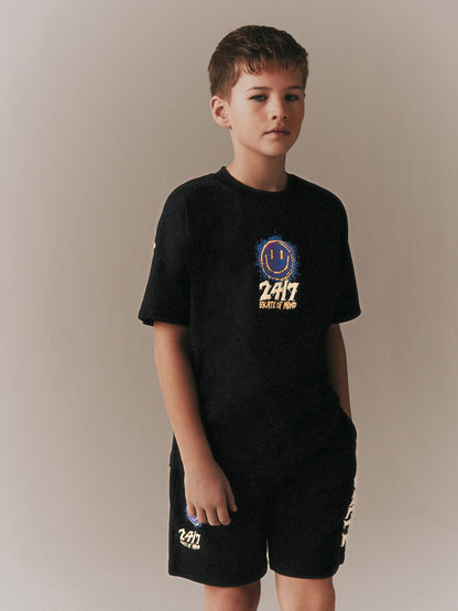 Dsiney Kidz - Black Short Sleeve T-Shirt and Shorts Set (3-16yrs) image 1