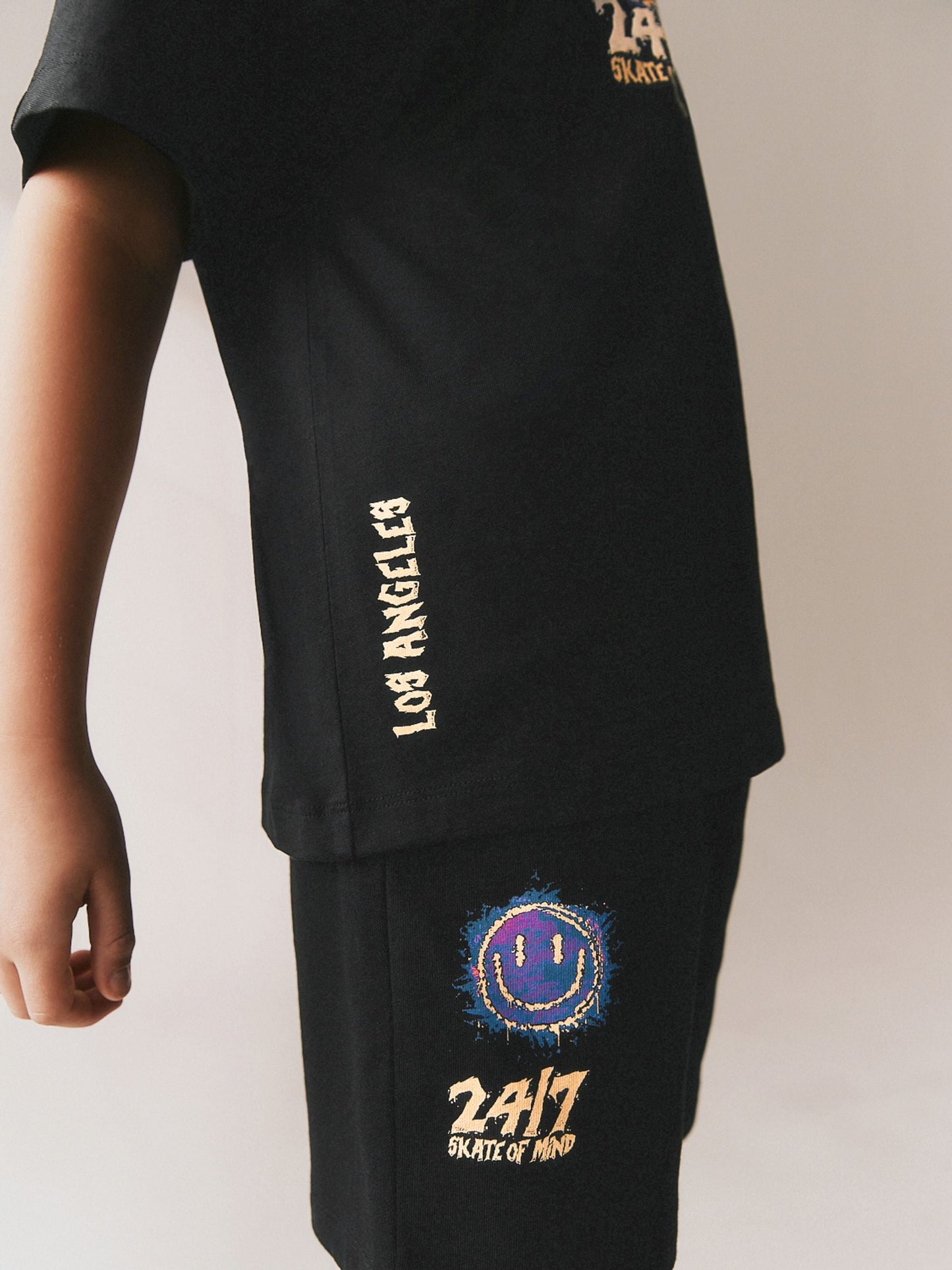 Dsiney Kidz - Black Short Sleeve T-Shirt and Shorts Set (3-16yrs) image 3
