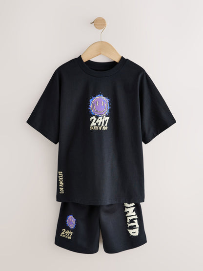 Dsiney Kidz - Black Short Sleeve T-Shirt and Shorts Set (3-16yrs) image 4