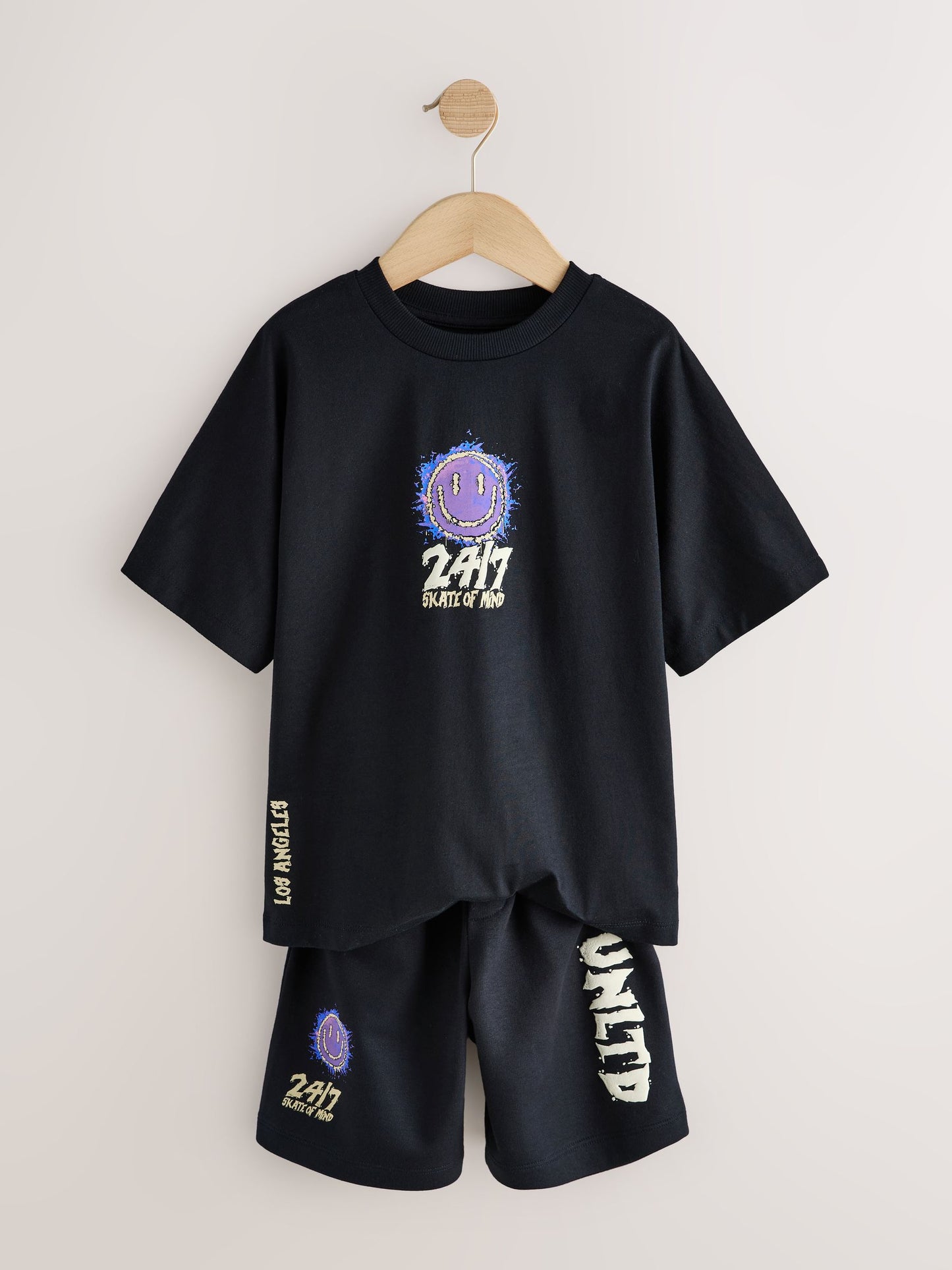 Dsiney Kidz - Black Short Sleeve T-Shirt and Shorts Set (3-16yrs) image 5