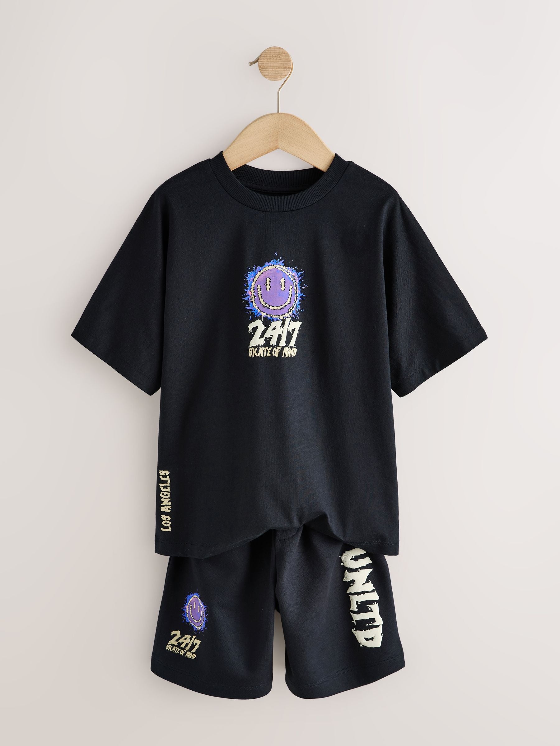 Dsiney Kidz - Black Short Sleeve T-Shirt and Shorts Set (3-16yrs) image 5