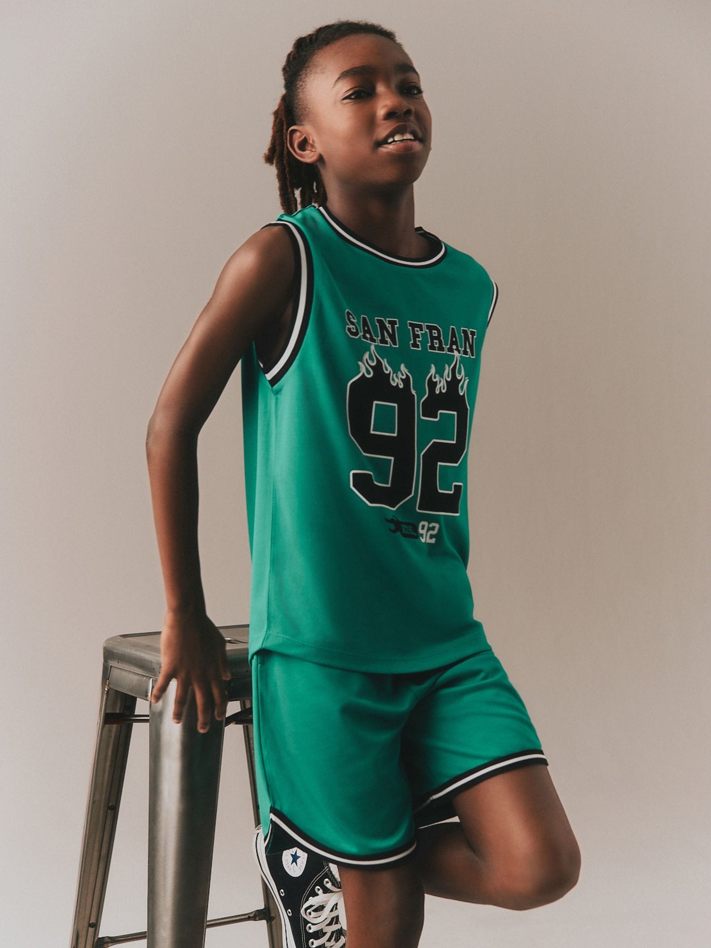 Dsiney Kidz - Bright Green Basketball Tank & Shorts Set (3-16yrs) image 1