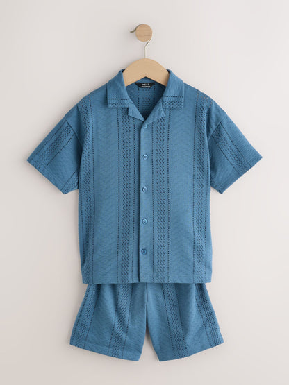 Dsiney Kidz - Blue Button Through Jersey Shirt and Shorts Set (3-16yrs) image 6
