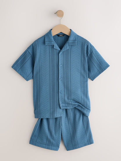 Dsiney Kidz - Blue Button Through Jersey Shirt and Shorts Set (3-16yrs) image 7
