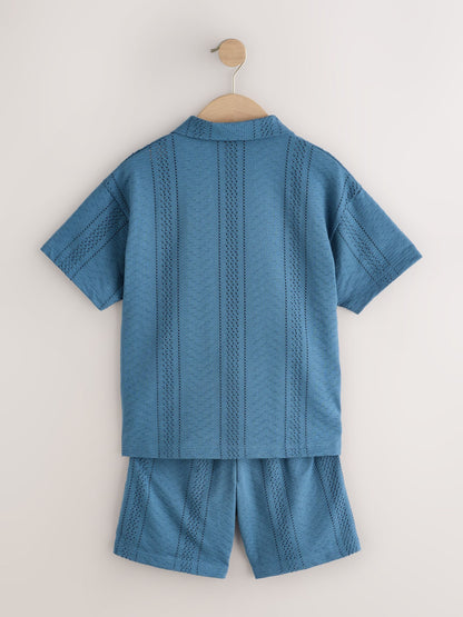 Dsiney Kidz - Blue Button Through Jersey Shirt and Shorts Set (3-16yrs) image 8