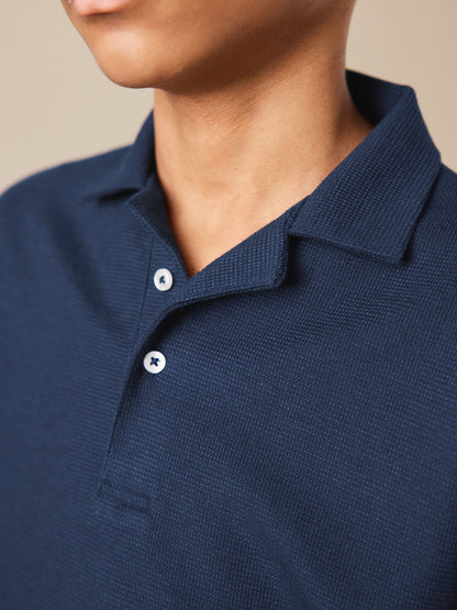 Dsiney Kidz - Navy Short Sleeve Textured Polo Shirt and Shorts Set (3-16yrs) image 4