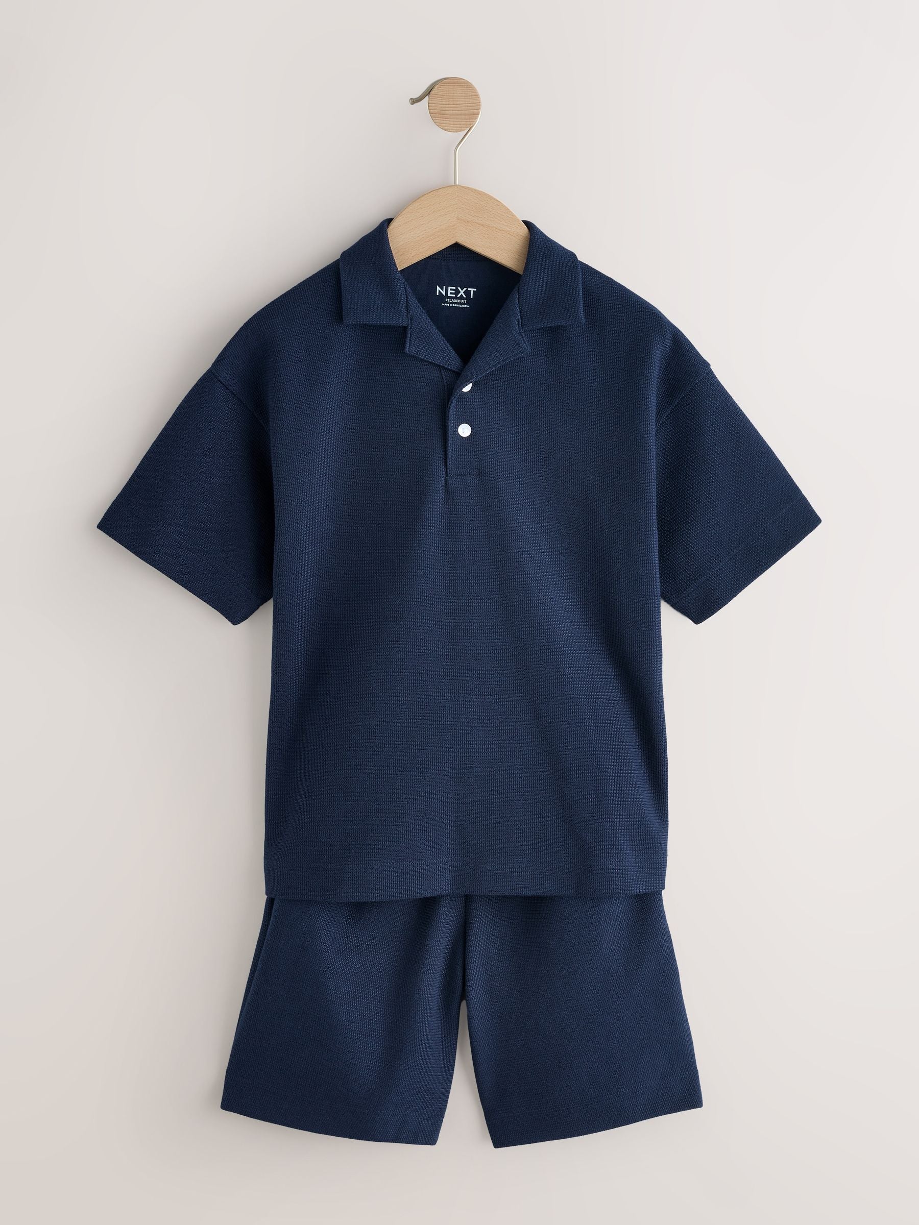 Dsiney Kidz - Navy Short Sleeve Textured Polo Shirt and Shorts Set (3-16yrs) image 5