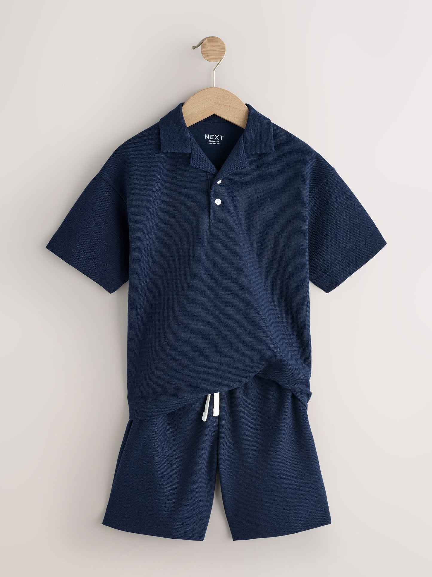 Dsiney Kidz - Navy Short Sleeve Textured Polo Shirt and Shorts Set (3-16yrs) image 6