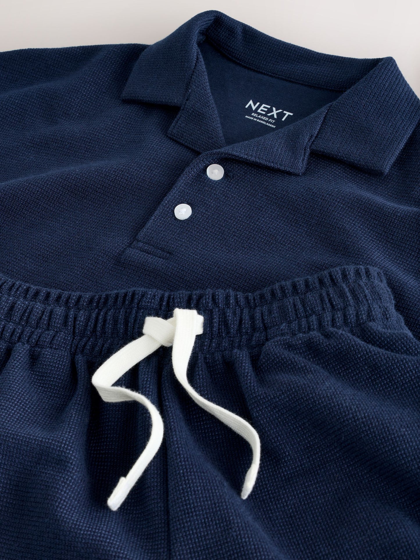 Dsiney Kidz - Navy Short Sleeve Textured Polo Shirt and Shorts Set (3-16yrs) image 9