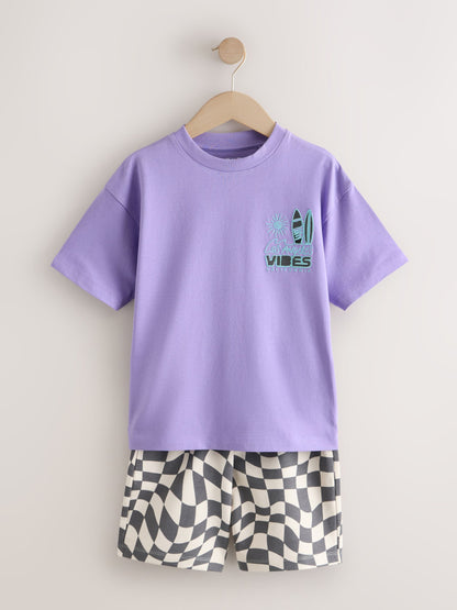 Dsiney Kidz - Purple Short Sleeve T-Shirt and Shorts Set (3-16yrs) image 4