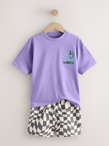 Dsiney Kidz - Purple Short Sleeve T-Shirt and Shorts Set (3-16yrs) image 5