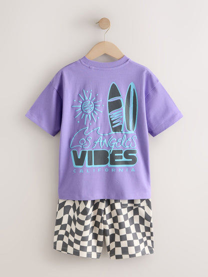 Dsiney Kidz - Purple Short Sleeve T-Shirt and Shorts Set (3-16yrs) image 6