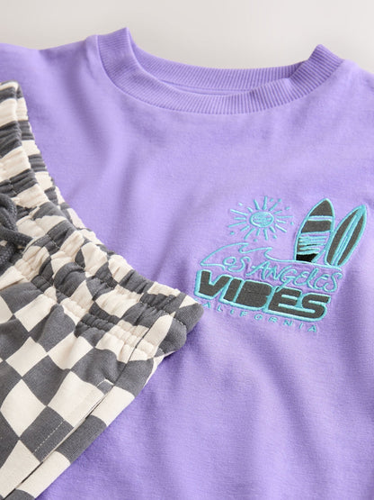 Dsiney Kidz - Purple Short Sleeve T-Shirt and Shorts Set (3-16yrs) image 8