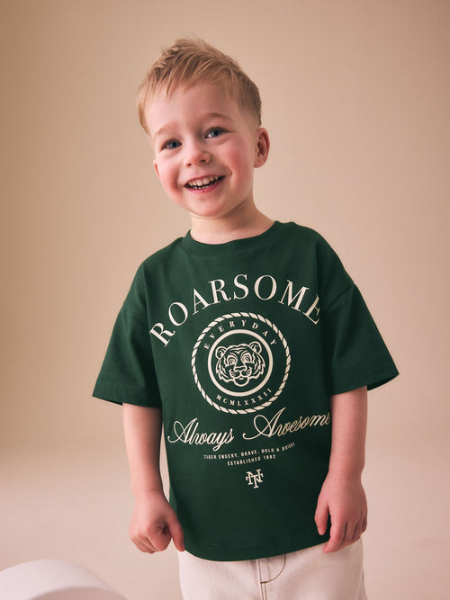 Green Roarsome Tiger Short Sleeve Graphic T-Shirt (3mths-7yrs) image 1