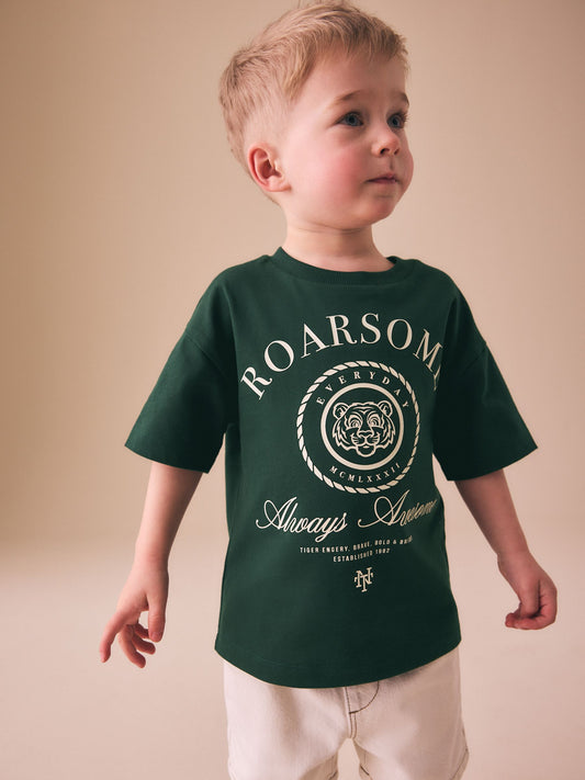 Green Roarsome Tiger Short Sleeve Graphic T-Shirt (3mths-7yrs) image 2