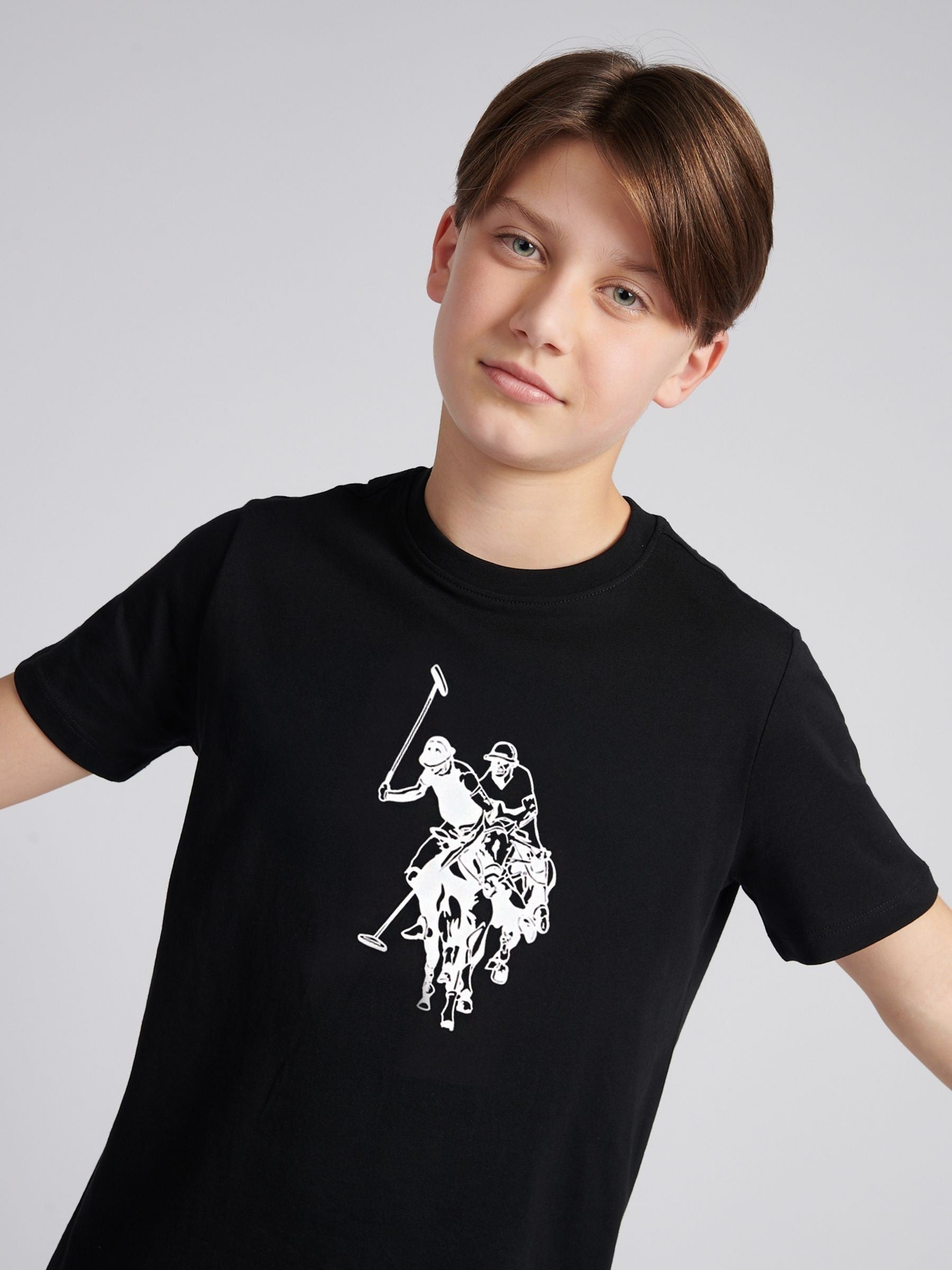 Dsiney Kidz - U.S. Polo Assn. Black Double Horsemen Graphic T-Shirt image 2