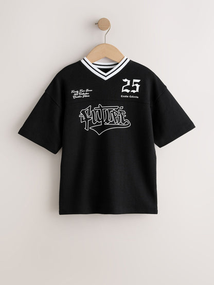 Dsiney Kidz - Black Graphic Varsity Short Sleeve T-Shirt (3-16yrs) image 1