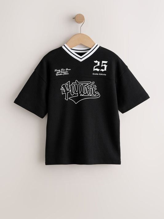 Dsiney Kidz - Black Graphic Varsity Short Sleeve T-Shirt (3-16yrs) image 1