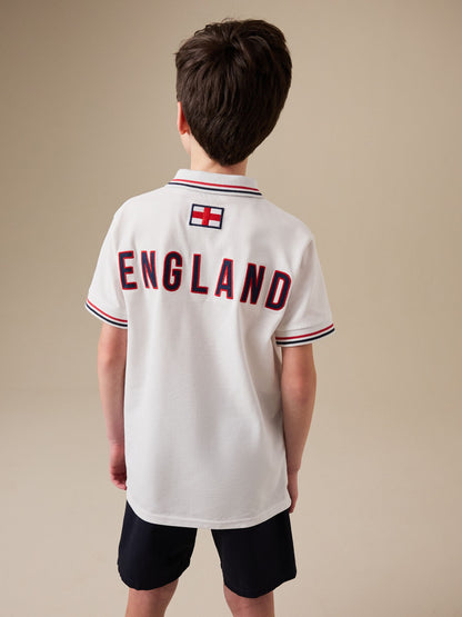 Dsiney Kidz - White England Football Polo Shirt (3-16yrs) image 2