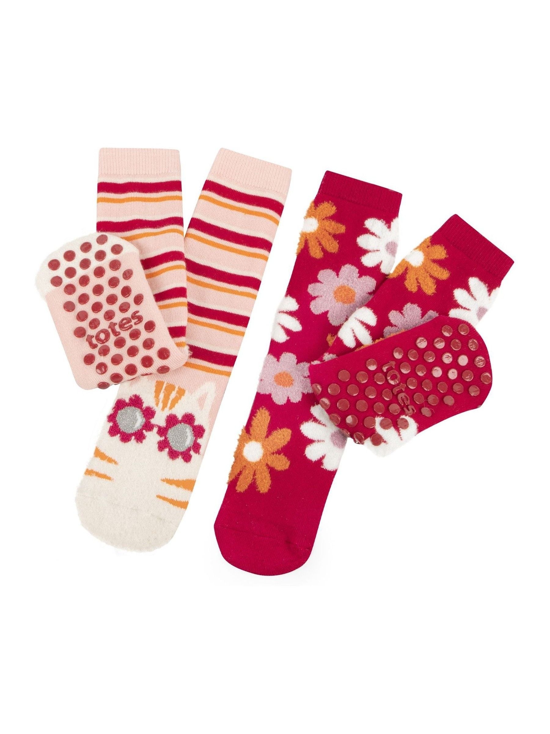Totes Red Tosties Kids Original Slipper Socks 2 Pack image 2