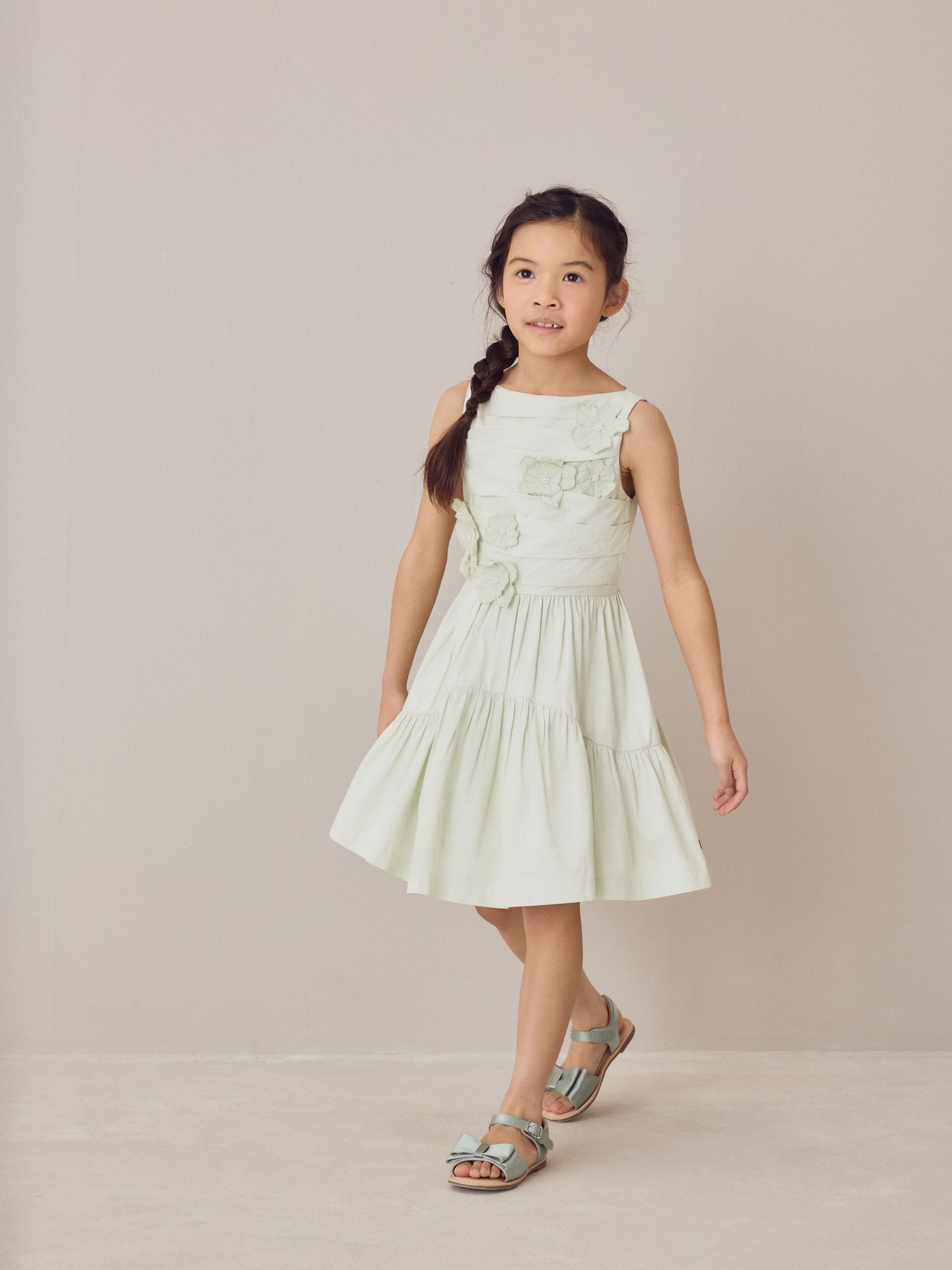 Laura Ashley Mint Green Layered Flower Embelished Dress image 1