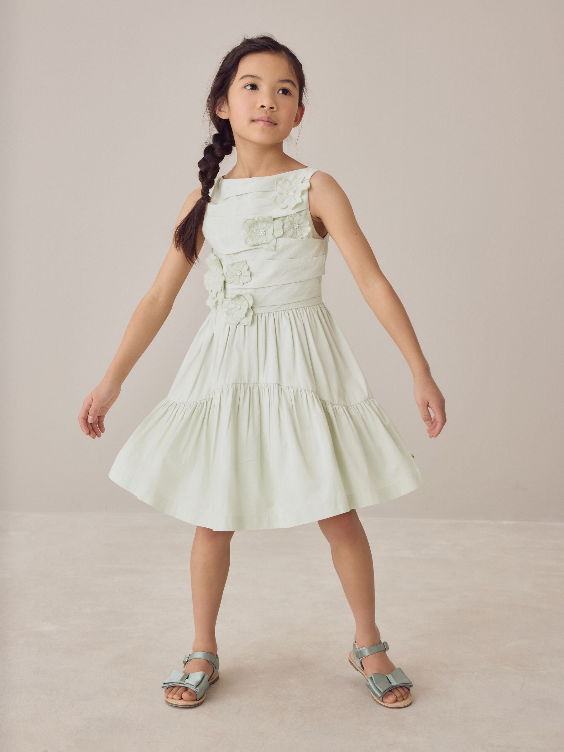 Laura Ashley Mint Green Layered Flower Embelished Dress image 3