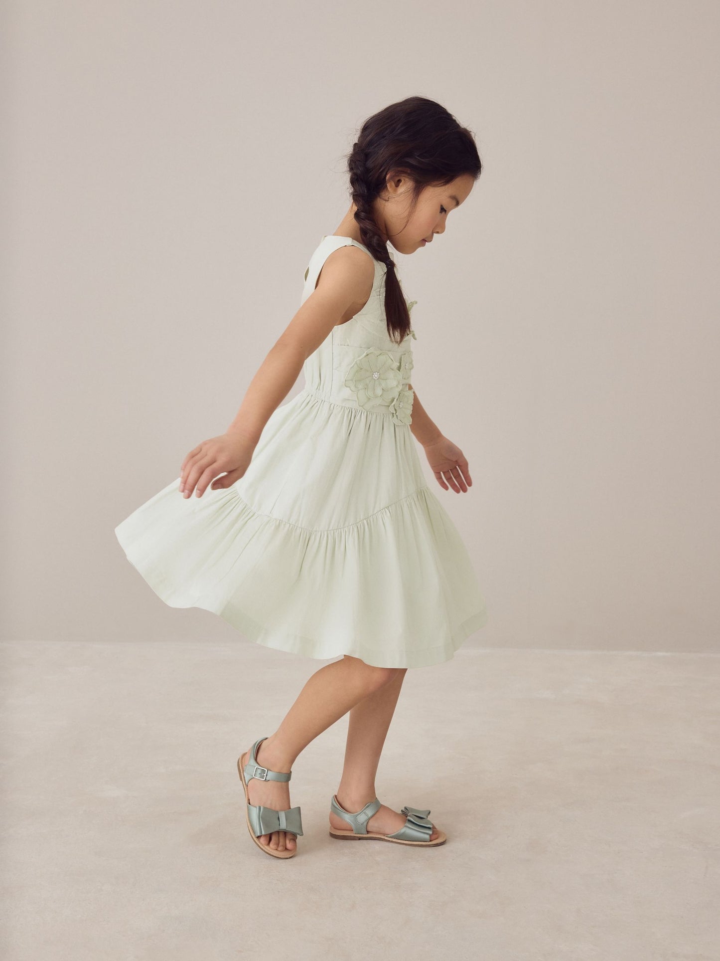 Laura Ashley Mint Green Layered Flower Embelished Dress image 4