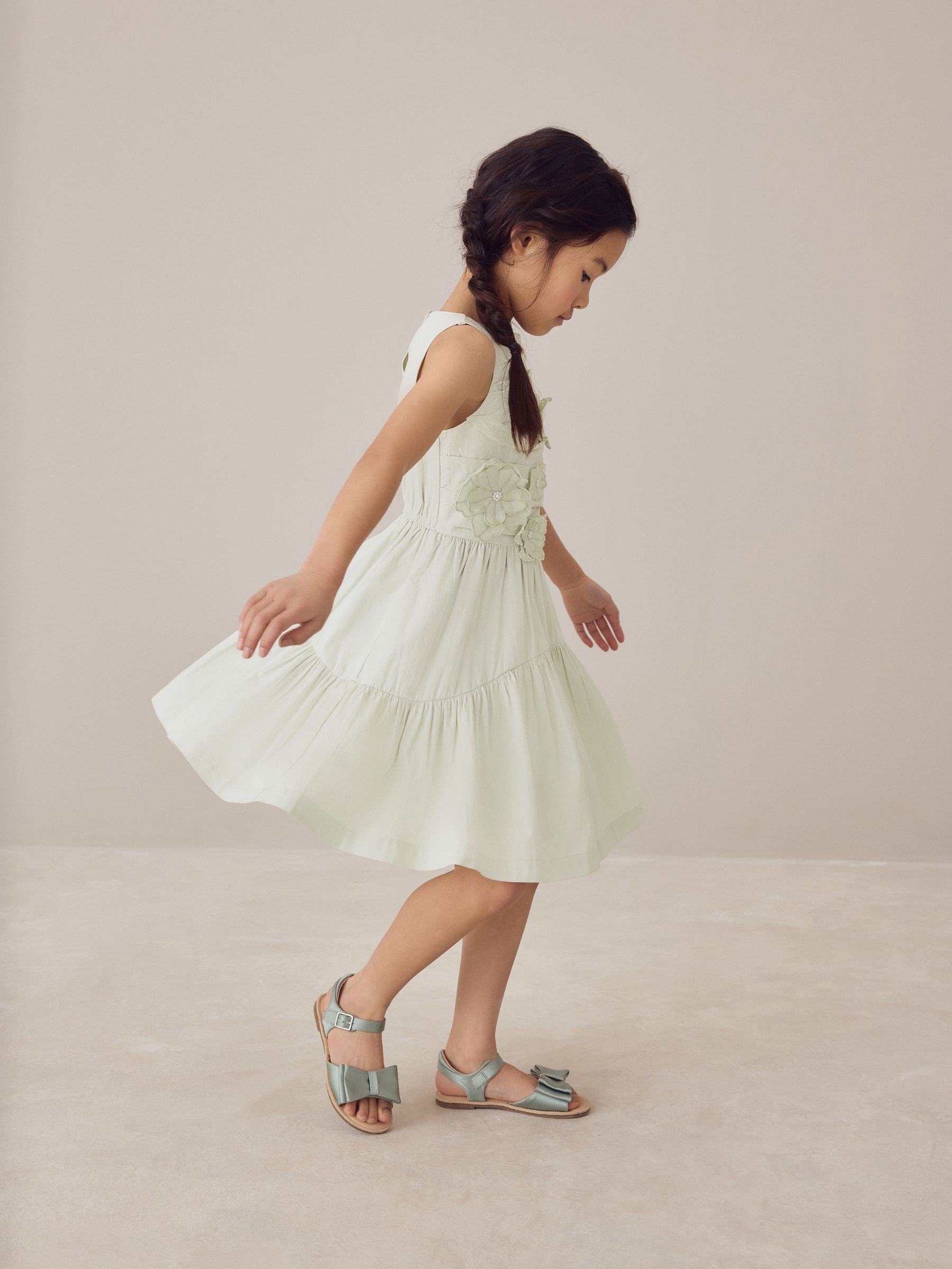 Laura Ashley Mint Green Layered Flower Embelished Dress image 4