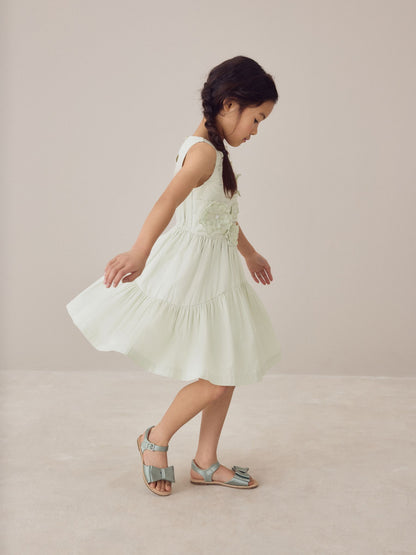 Laura Ashley Mint Green Layered Flower Embelished Dress image 4