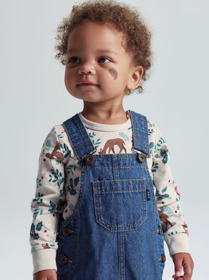 Polarn O. Pyret Blue Cotton Denim Dungaree Dress image 2