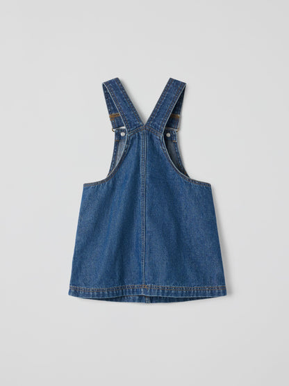 Polarn O. Pyret Blue Cotton Denim Dungaree Dress image 4