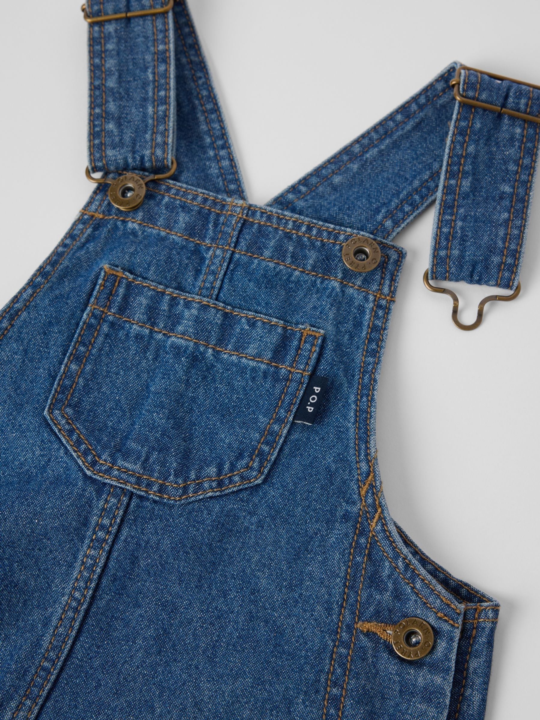 Polarn O. Pyret Blue Cotton Denim Pinafore image 2