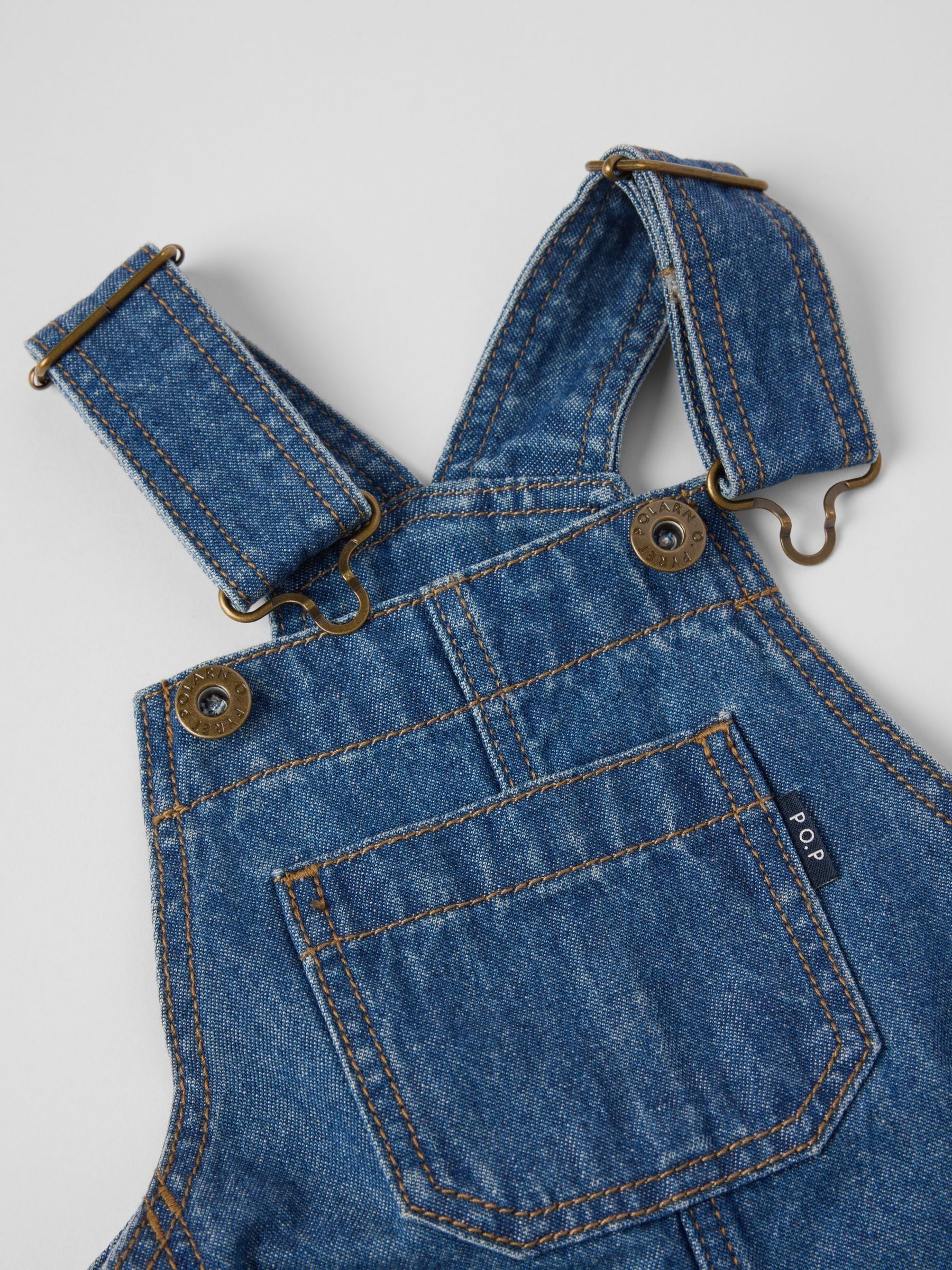 Polarn O. Pyret Blue Cotton Denim Pinafore image 4