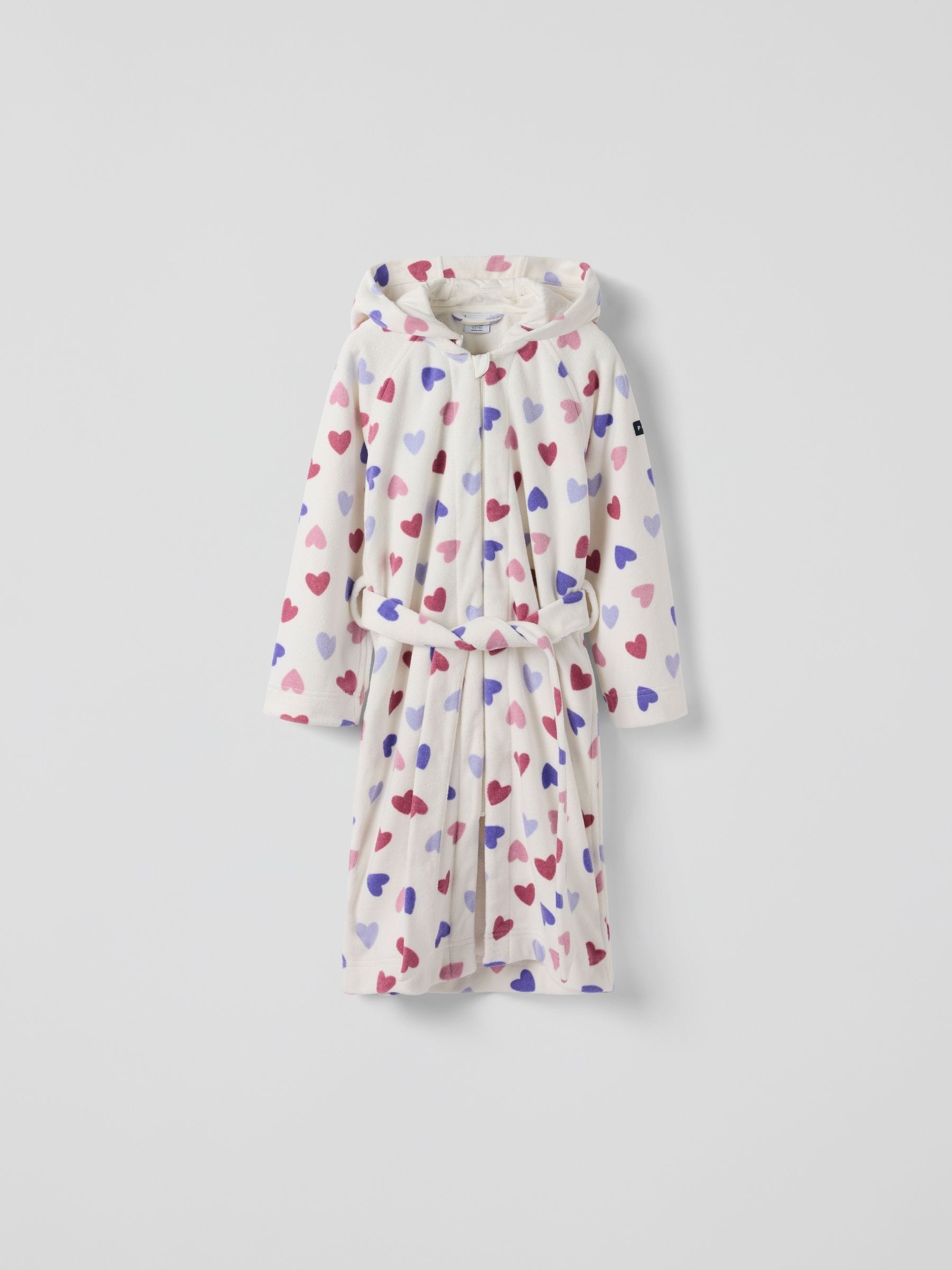 Polarn O. Pyret White Heart Print Bathrobe image 1