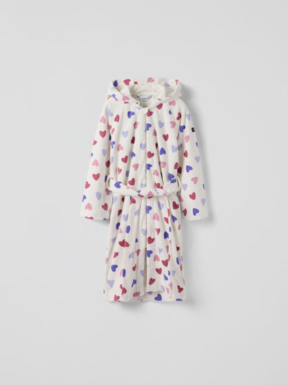 Polarn O. Pyret White Heart Print Bathrobe image 1