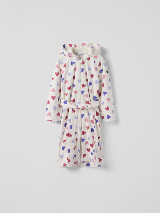 Polarn O. Pyret White Heart Print Bathrobe image 1