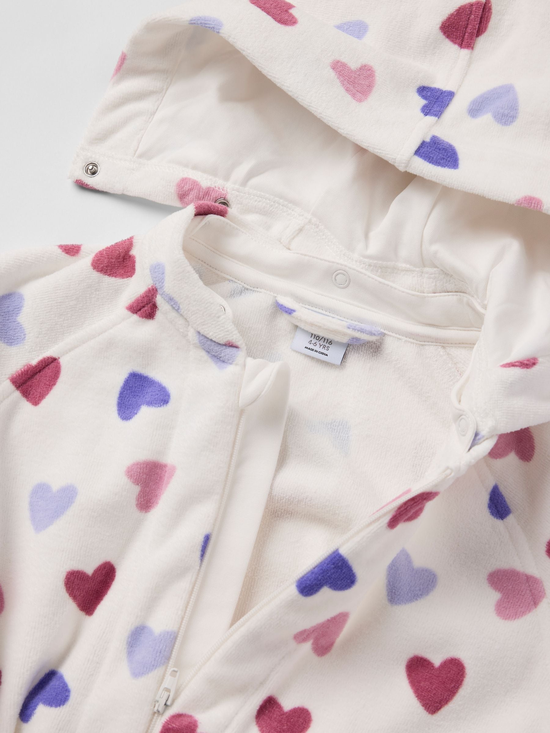 Polarn O. Pyret White Heart Print Bathrobe image 2