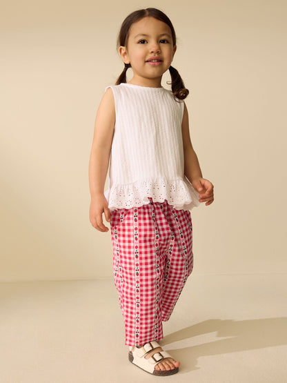 Pink/ Red Gingham Pullon Trousers (3mths-7yrs) image 1