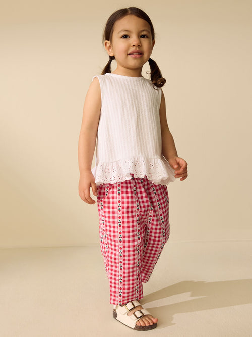 Pink/ Red Gingham Pullon Trousers (3mths-7yrs) image 1