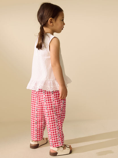 Pink/ Red Gingham Pullon Trousers (3mths-7yrs) image 2