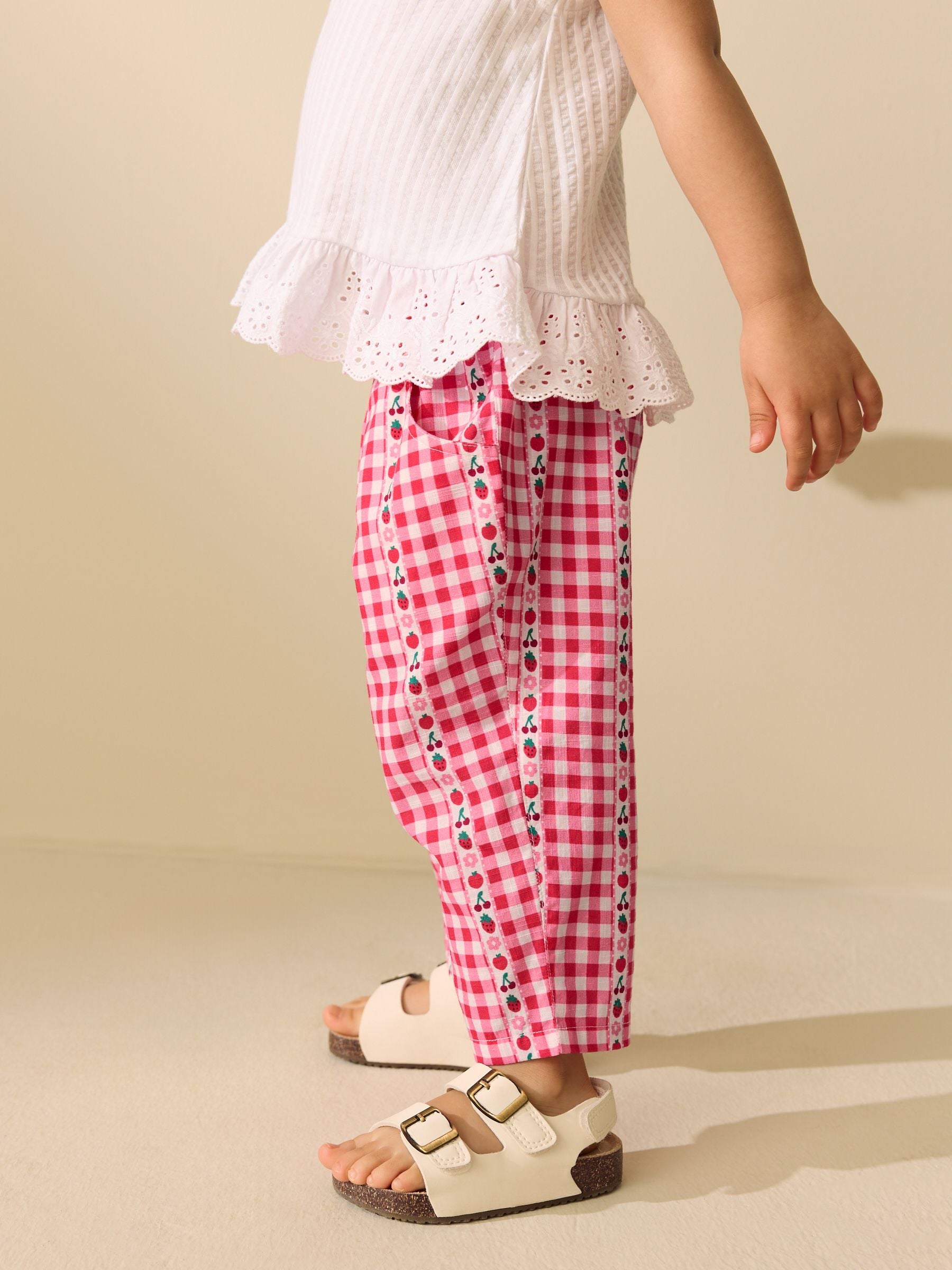 Pink/ Red Gingham Pullon Trousers (3mths-7yrs) image 3