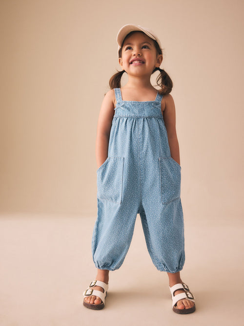 Dsiney Kidz - Blue Floral Ditsy Denim Jumpsuit (3mths-7yrs) image 1